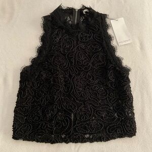 Zara Trafaluc Black Lace crop Sleeveless Top